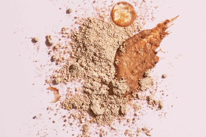 Powdered beauty products mixed with a little splash of water.